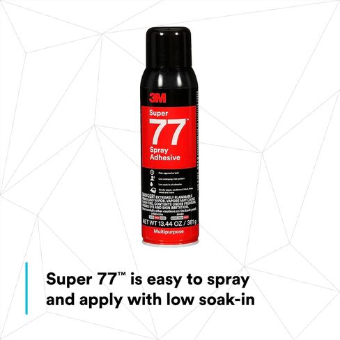 3M Super 77 غراء لاصق دائم متعدد الأغراض، ورق، كرتون، قماش، بلاستيك، معدن، خشب، صافي الوزن 13.44 أونصة in Kuwait