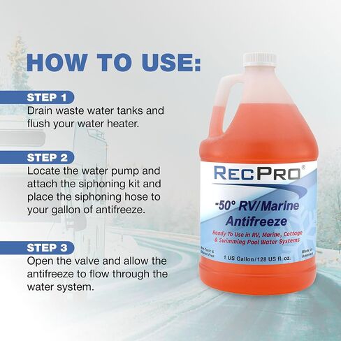 RecPro Ready to Use RV Antifreeze Fluid for Winterizing Recreational Vehicles and Marine Engine Blocks, -50 Degree Fahrenheit Protection, 1 Gallon in Saudi Arabia