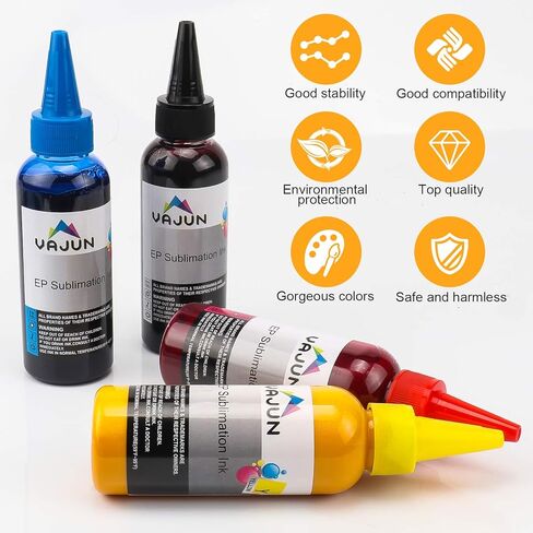 حبر تصعيد 400 مل لطابعات Epson C88 C88+ WF7710 WF7720 WF7110 WF7210 ET2720 ET2750 ET4700 النافثة للحبر نقل الضغط الحراري على الأكواب والألواح والقمصان البوليستر وحافظات الهاتف وما إلى ذلك - BCMY in Kuwait