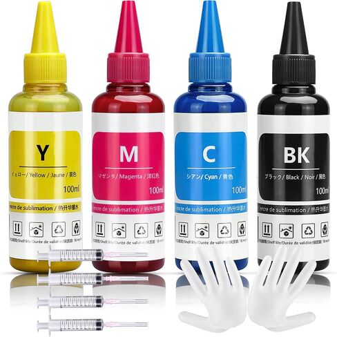 حبر التسامي معاد تعبئته لطابعة Epson C88 C88+ WF7720 ET2720 WF7710 ET2650 ET2750 WF2750 WF3620 (1 * أسود 1 * سماوي 1 * أرجواني 1 * أصفر، 4 عبوات) in Saudi Arabia