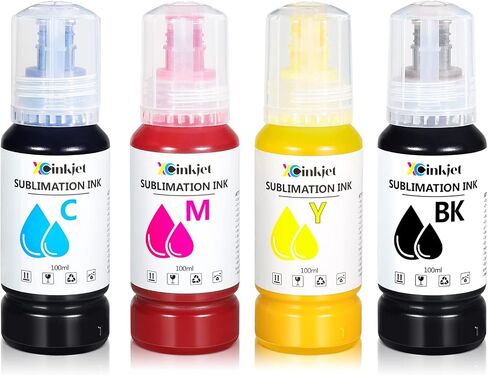 حبر التسامي معاد تعبئته لطابعة Epson C88 C88+ WF7720 ET2720 WF7710 ET2650 ET2750 WF2750 WF3620 (1 * أسود 1 * سماوي 1 * أرجواني 1 * أصفر، 4 عبوات) in Saudi Arabia