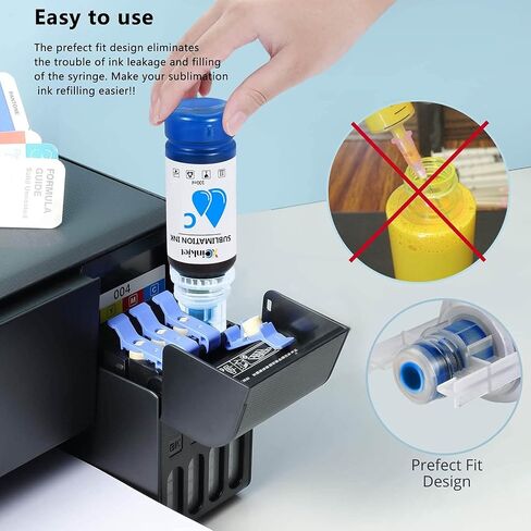 حبر التسامي معاد تعبئته لطابعة Epson C88 C88+ WF7720 ET2720 WF7710 ET2650 ET2750 WF2750 WF3620 (1 * أسود 1 * سماوي 1 * أرجواني 1 * أصفر، 4 عبوات) in Saudi Arabia