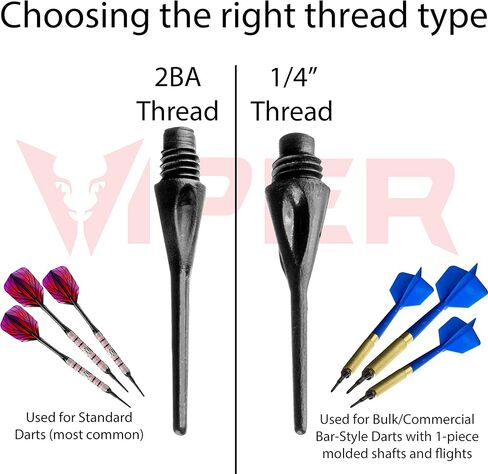 ملحق رمي السهام من Viper: نقاط رمي السهام ذات الرأس الناعم بخيط ماسي 1/4 بوصة، باللون الأسود (500 و1000 عبوة) in Kuwait