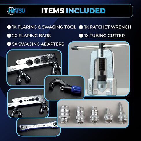 مجموعة أدوات التوهج والتأرجح الفاخرة من HIATSU مثالية لنظام التدفئة والتهوية وتكييف الهواء (HVAC) - مجموعة أدوات التوهج النحاسي مع مخروط حرق شديد التحمل من الفولاذ المطلي بالكروم ومفتاح ربط السقاطة - تتضمن حقيبة الحمل | مجموعة أدوات حرق HVAC in Kuwait