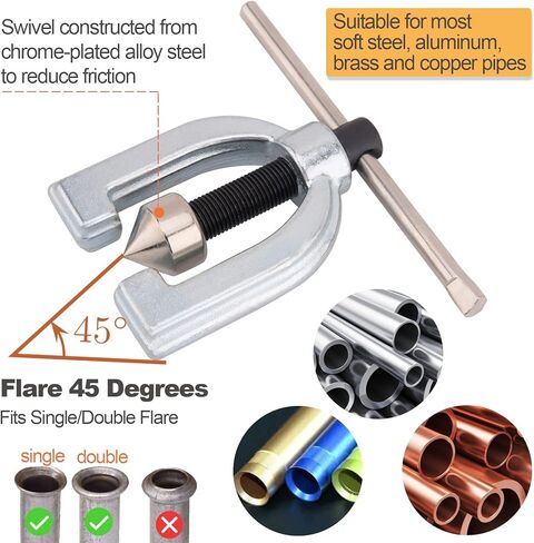 مجموعة أدوات حرق مزدوجة من BOOTOP PIN، مجموعة أدوات حرق واحدة، مجموعة أدوات حرق الأنبوب لأنابيب النحاس HVAC، مجموعة حرق خط الفرامل، 45 درجة in Kuwait