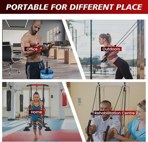 Concho Cable Pulley System Gym, Upgraded Weight Pulley System with 3 Detachable Handles, LAT and Lift Pulley Attachments for Biceps Curl, Triceps, Chest Workout - DIY Home Gym Fitness Equipment in Saudi Arabia