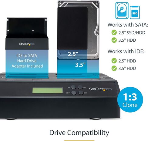 StarTech.com ناسخ/ممحاة القرص الصلب 6 فتحات، مستقل 1:5 HDD/SSD Cloner/ناسخة، USB 3.0/eSATA إلى محطة إرساء SATA، معقم القرص/ممسحة، مسح DOD، جهاز استنساخ بدون أدوات (SATDOCK5U3ER) in Kuwait