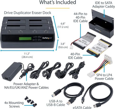 StarTech.com ناسخ/ممحاة القرص الصلب 6 فتحات، مستقل 1:5 HDD/SSD Cloner/ناسخة، USB 3.0/eSATA إلى محطة إرساء SATA، معقم القرص/ممسحة، مسح DOD، جهاز استنساخ بدون أدوات (SATDOCK5U3ER) in Kuwait