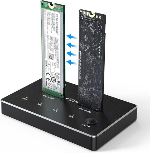 NVMe M.2 Duplicator Dual-Bay Offline Clone USB C to NVME Docking Station for M2 SSD M Key Hard Drives Enclosure, Tool Free Aluminum External Hard Drive Cloner with 10 Gbps USB3.1 Gen2 Type-C Adaptor in Kuwait