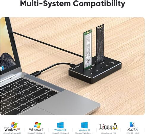 NVMe M.2 Duplicator Dual-Bay Offline Clone USB C to NVME Docking Station for M2 SSD M Key Hard Drives Enclosure, Tool Free Aluminum External Hard Drive Cloner with 10 Gbps USB3.1 Gen2 Type-C Adaptor in Kuwait