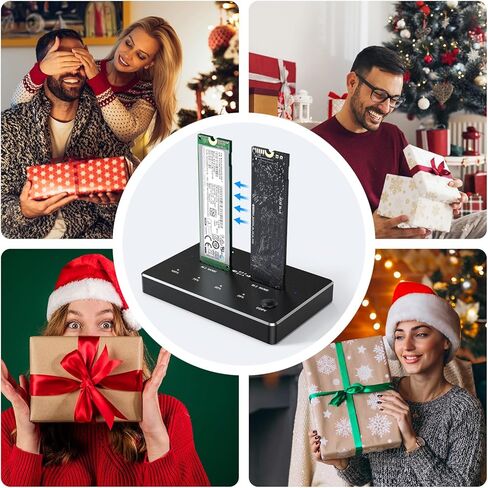 NVMe M.2 Duplicator Dual-Bay Offline Clone USB C to NVME Docking Station for M2 SSD M Key Hard Drives Enclosure, Tool Free Aluminum External Hard Drive Cloner with 10 Gbps USB3.1 Gen2 Type-C Adaptor in Kuwait