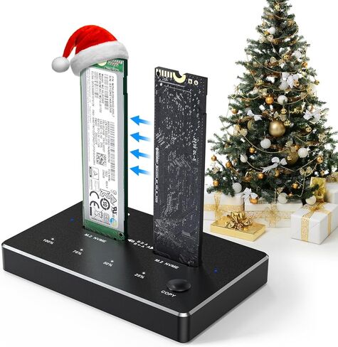 NVMe M.2 Duplicator Dual-Bay Offline Clone USB C to NVME Docking Station for M2 SSD M Key Hard Drives Enclosure, Tool Free Aluminum External Hard Drive Cloner with 10 Gbps USB3.1 Gen2 Type-C Adaptor in Kuwait