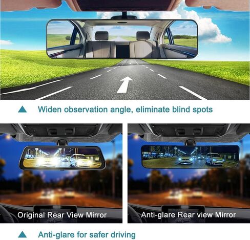 SkycropHD Anti Glare Rear View Mirror for Car, Clip on Wide Angle Panoramic Rearview Mirror Eliminate Blind Spots – Convex, Blue in Saudi Arabia