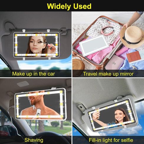 مرآة زينة للسيارة قابلة للطي مع أضواء - 1X/2X/3X USB قابلة لإعادة الشحن مع 3 أوضاع إضاءة تعمل باللمس ومرآة مكياج للسفر قابلة للتعتيم، وديكور ملحقات السيارة لشاحنة السيارة العالمية وسيارات الدفع الرباعي in Saudi Arabia