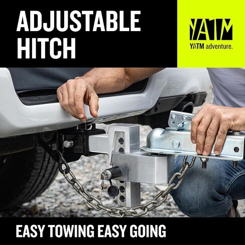 YATM Adjustable Trailer Hitch - Fits 2-Inch Receiver, 6-Inch Drop/Rise,Aluminum Tow Hitches Heavy Duty Design (12,500 LBS GTW) - Weatherproof Anti-Theft Locking Pins in Saudi Arabia