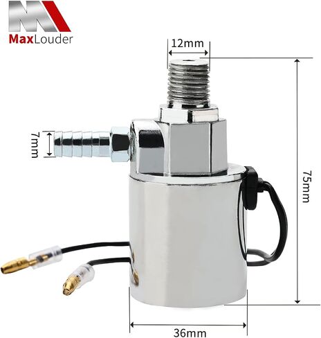MaxLouder 1/4 "NPT 12V/24V صمام الملف اللولبي لبوق الهواء لشاحنة القطار، غلاف معدني مطلي بالكروم (صمام الملف اللولبي الكهربائي، 12V/24V) in Saudi Arabia