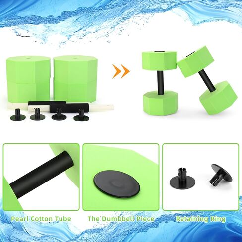 Aquatic Dumbbells, Set of 2 Water Aerobic Exercise Foam Dumbbell Pool Resistance, Detachable Water Aqua Fitness Barbells Hand Bar Exercises Equipment for Weight Loss in Saudi Arabia