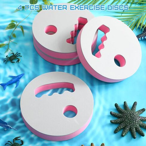 4 قطع من أقراص التمارين المائية من هونغداو، أوزان مائية لتمارين حمام السباحة، مجموعة معدات التمارين الرياضية المائية من إسفنج EVA للبالغين، مقاومة لحمام السباحة للمبتدئين في السباحة والتهاب المفاصل in Kuwait