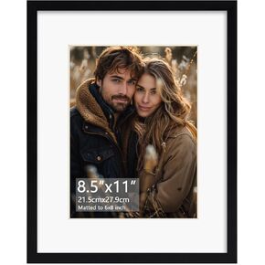 Rempry 8x10 Picture Frame, Display Pictures 5x7 with Mat or 8x10 Without Mat, Wall Hanging or Tabletop Photo Frame with Shatter Resistant Plexiglass, Black, 1 Pack