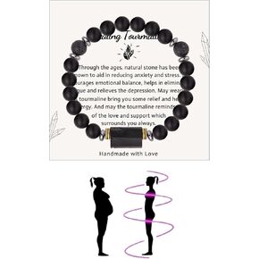 AINILOVE Natural Stone Bead Tourmaline Bracelet Healing Energy Bracelet Stress Relief Relaxation Gifts for Women Sisters Friends