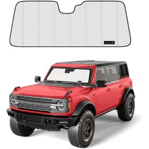 Ford Bronco Windshield Sunshade, Premium Folding Windshield Sun Shade for Ford Bronco (2021-2024), Window Sunshade Sun Visor Protector Blocks UV Rays (Not for Bronco Sport)