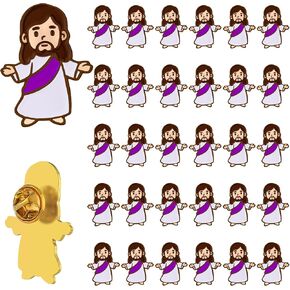 30 Pcs Religious Jesus Pins Bulk Christian Lapel Pins Bulk Mini Jesus Figures Pins Christian Church Gifts Sunday Religious Party Favors Gift for Christmas Stuffers