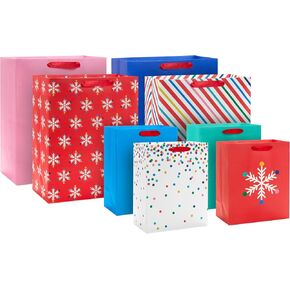 Hallmark Christmas Assorted Gift Bag Bundle with Mix-n-Match Gift Tags, Festive Patterns (Pack of 7 Gift Bags: 3 Large 13", 4 Medium 9"; 7 Gift Tags), Model:5XGB4900