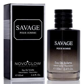 Savage for Men - 3.4 Oz Men's Eau De Toilette Spray - Refreshing & Warm Masculine Scent for Daily Use Men's Casual Cologne Includes NovoGlow Carrying Pouch Smell Fresh All Day A Gift for Any Occasion