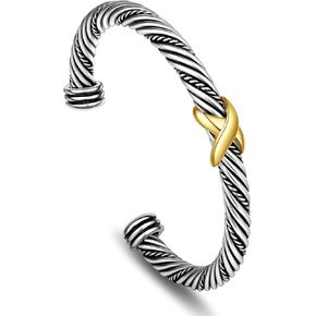 Twisted Cable Bracelet for Women Fashion Cuff Gold Knot Dupes Bracelet Adjustable Bangle Jewelry Gifts for Her