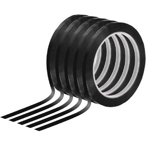 YOKIVE 5 Pcs Whiteboard Tapes, Graphic Tape Pinstripe Tapes for Graphic, Chart Marking, DIY, Art, Crafts (Black, 1/8-inch)
