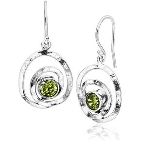 925 Sterling Silver Dangle Drop Earrings Free Form With 2 White Round Cubic Zirconia Antique Finish French Wire Back Earrings Hypoallergenic, Nickel and Lead-free, Artisan Handcrafted Designer collection
