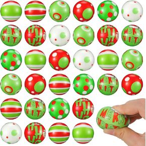 Suhine 72 Pcs Christmas Stress Ball 1.8 Inch Bulk Stress Ball Mini Christmas Squeeze Toys Relief Funny Stress Balls for Party Favors Stocking Stuffers Gifts Goodie Bag Fillers(Candy Style)