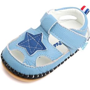 LONSOEN Girl's Genuine Leather Sandals Closed-toe Princess Dress Sandal Shoes