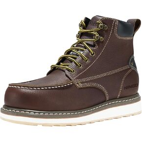HISEA Work Boots for Men Steel/Soft Toe Boots,6‘’ Waterproof Slip Resistant Industrial & Construction Work Boots