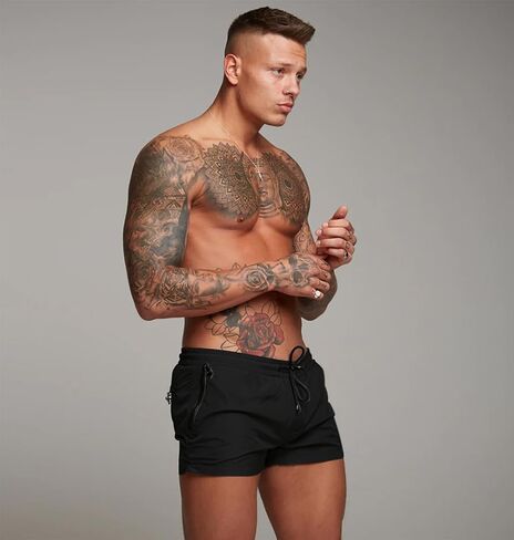 Mens Swim Trunks Quick Dry Swimwear Zipper Pockets, Swim Shorts with Mesh Lining in Kuwait