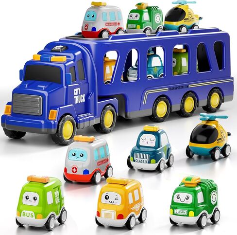 7 in 1 Fire Trucks Cars Toys for Toddlers 3-5, Boy Toddler Car Truck Toys with Light Sound, Birthday Gifts Toys for 3 4 5 6 Year Old Boy in Kuwait