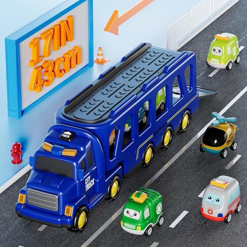7 in 1 Fire Trucks Cars Toys for Toddlers 3-5, Boy Toddler Car Truck Toys with Light Sound, Birthday Gifts Toys for 3 4 5 6 Year Old Boy in Kuwait