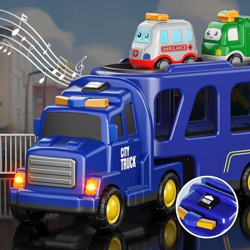 7 in 1 Fire Trucks Cars Toys for Toddlers 3-5, Boy Toddler Car Truck Toys with Light Sound, Birthday Gifts Toys for 3 4 5 6 Year Old Boy in Kuwait