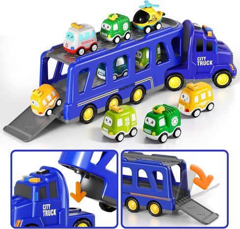 7 in 1 Fire Trucks Cars Toys for Toddlers 3-5, Boy Toddler Car Truck Toys with Light Sound, Birthday Gifts Toys for 3 4 5 6 Year Old Boy in Kuwait