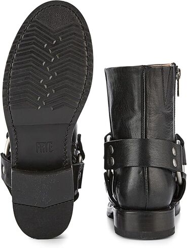 Frye Veronica Harness Short 6" Booties for Women - Leather Upper with Luxurious Leather Lining, Inside Zipper, Snap Harness, and Rubber Lug Outsole in Kuwait