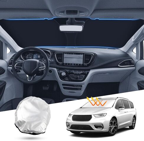T TGBROS Windshield Sun Shade Custom Fit for 2018-2023 2024 GMC Terrain Accessories Foldable Sun Shield Reflective Polyester Sun Visor Cover Block Heat and Sun Protection in Saudi Arabia