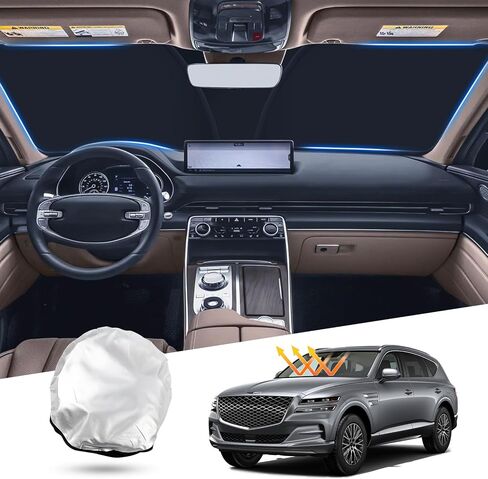 T TGBROS Windshield Sun Shade Custom Fit for 2018-2023 2024 GMC Terrain Accessories Foldable Sun Shield Reflective Polyester Sun Visor Cover Block Heat and Sun Protection in Saudi Arabia