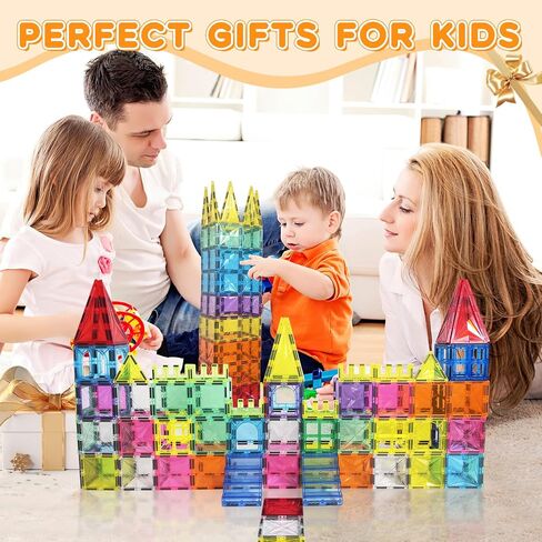 Magnetic Tiles, 100PCS Magnetic Blocks Set, 4D Diamond Magnet Building Blocks, STEM Preschool Educational Magnet Toys Gift for Kids, Boys and Girls 3 4 5 6 7 8+ Year Old in Kuwait