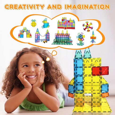 Magnetic Tiles, 100PCS Magnetic Blocks Set, 4D Diamond Magnet Building Blocks, STEM Preschool Educational Magnet Toys Gift for Kids, Boys and Girls 3 4 5 6 7 8+ Year Old in Kuwait