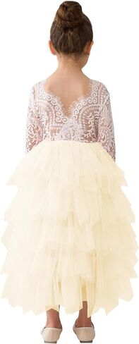 2Bunnies Girl Peony Lace Back A-Line Tiered Tutu Tulle Party Flower Girl Dress in Saudi Arabia
