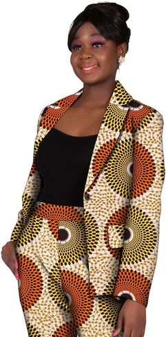 Women African Print Coat Kente Top and Pants Blazer Suit Sets in Kuwait