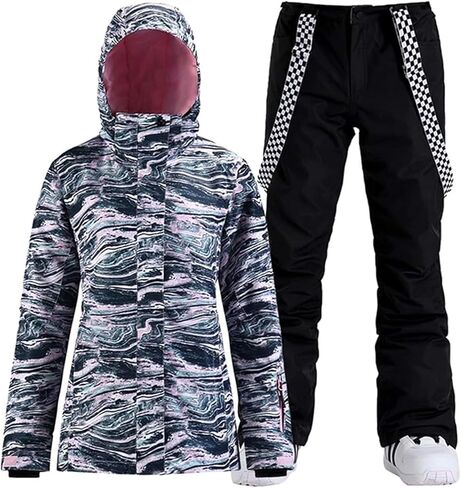 GSOU SNOW Ski Sets for Women Ski Jackets and Pants Snowsuit Snowboard Coat outfits Warm Hooded Waterproof Windproof Insulated in Kuwait