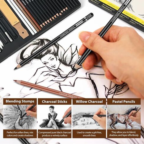 Professional Drawing Sketching Pencil Set - 14 Pieces Graphite Pencils(14B - 4H), Ideal for Drawing Art, Sketching, Shading, Artist Pencils for Beginners & Pro Artists in Kuwait