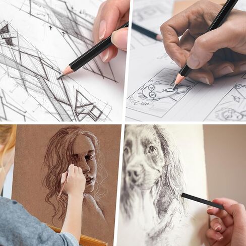 Professional Drawing Sketching Pencil Set - 14 Pieces Graphite Pencils(14B - 4H), Ideal for Drawing Art, Sketching, Shading, Artist Pencils for Beginners & Pro Artists in Kuwait