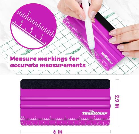 TECKWRAP 20 PCS Professional Plastic Squeegee Tool, 10pcs Blue 4 Inch & 10pcs Pitaya 6 Inch Squeegee for Vinyl Decals Inkjet Vinyl Sticker Paper, and Wallpaper - Scratch-Free Vinyl Application Tools in Kuwait